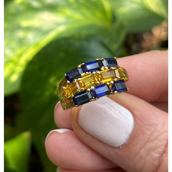 Estate Ring – Citrine & Blue Iolite in 925 Sterling Silver – Size 5.75 - Picture 1 of 12